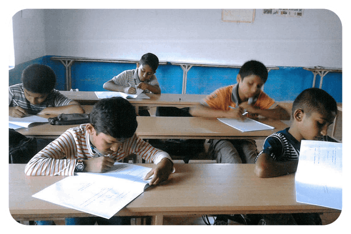 Test being conducted at Lions School, Gonikoppal, as preparation for Sainik School, Kudige entrance examination.